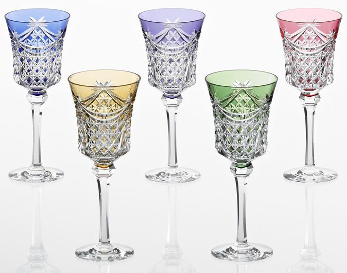 Set of 5 Wine Glasses Edo Kiriko 