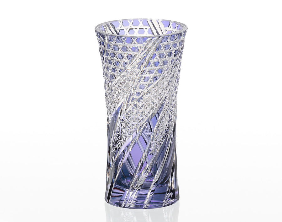 Flower Vase, Edo Kiriko “Fuji” or “Wisteria Flower”