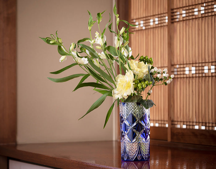 Flower Vase, Edo Kiriko “Hishi-Yotsu-Hana”