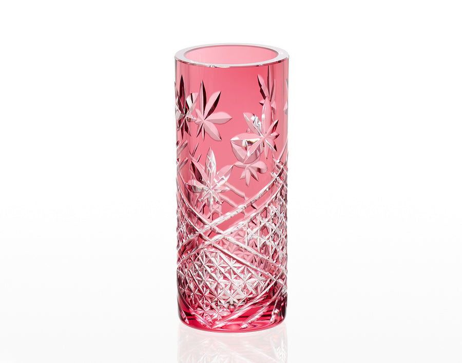 Flower Vase, Edo Kiriko “Momiji” or “Autumn Leaves”