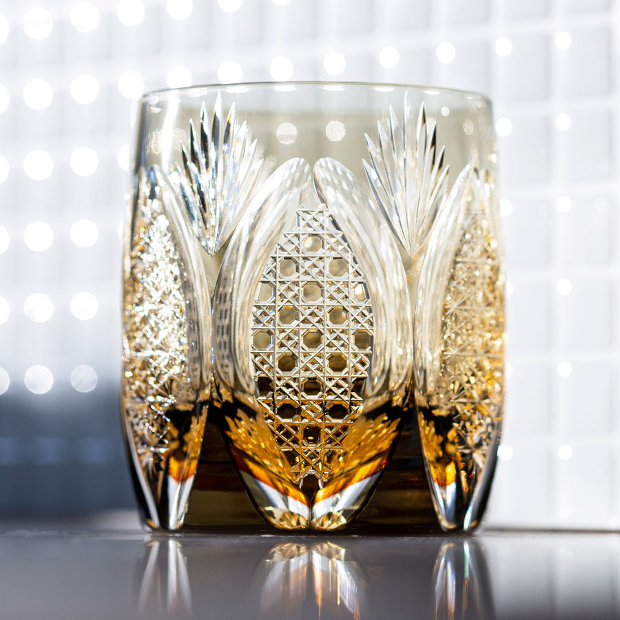 Whiskey Glass, Edo Kiriko Kasaneirome whisky glass "Juhyo (ice trees)" by Junichi Nabetani, Master of traditional crafts