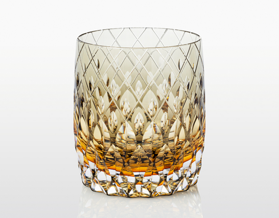 Whiskey Glass, Edo Kiriko Kasaneirome "Enrai (distant thunder)" by Hideaki Shinozaki, Master of traditional crafts