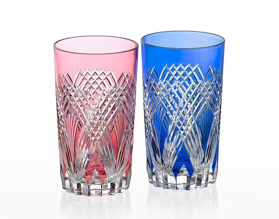 A Pair of Tumblers, Edo Kiriko “Crossover grooves”