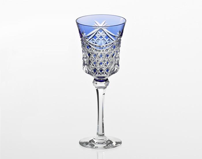 Wine Glass Edo Kiriko "Drape & Tetragonal Basket Weave"