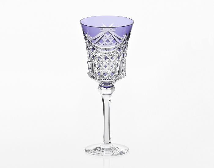 Wine Glass Edo Kiriko "Drape & Tetragonal Basket Weave"