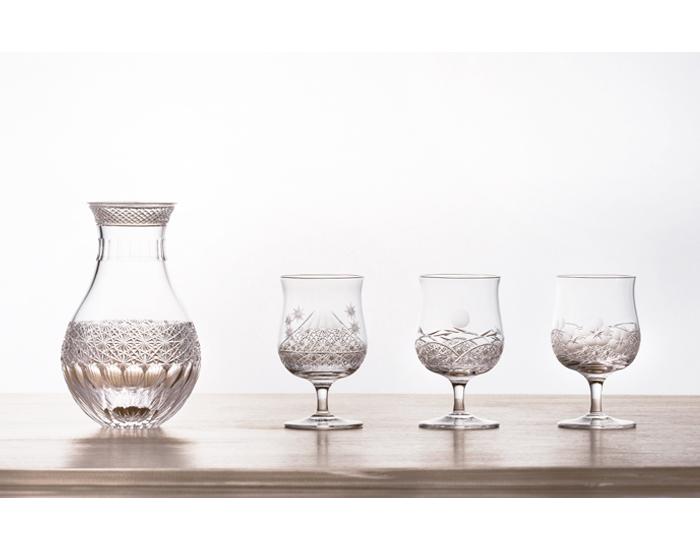 Sake Glass, Edo Kiriko  "Snow"