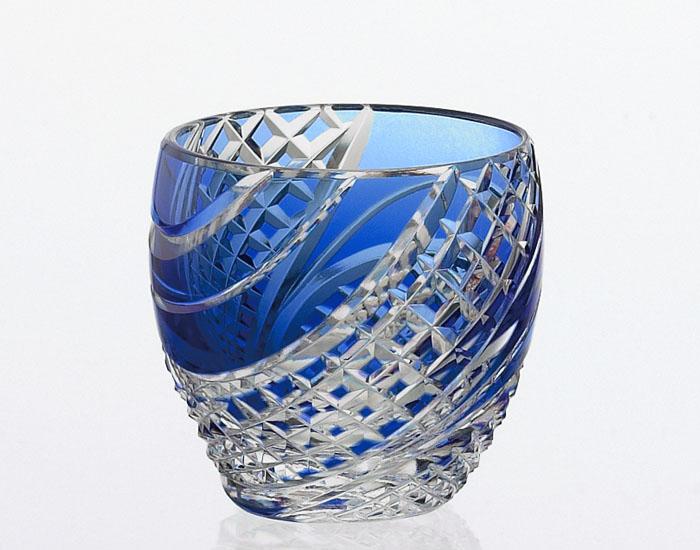 Sake Glass, Edo Kiriko "Fish scales strip"