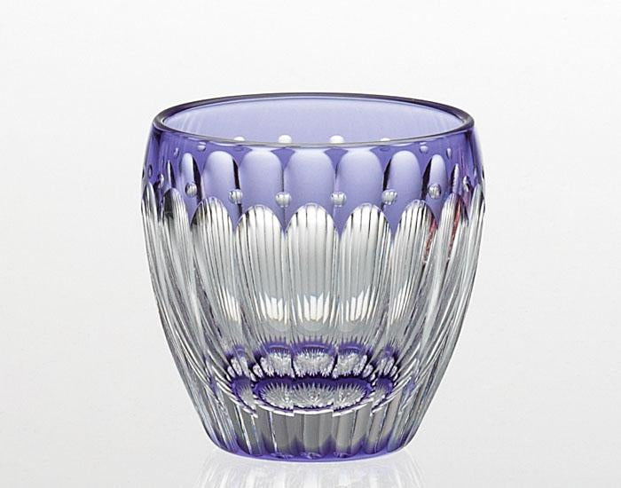 Sake Glass, Edo Kiriko "Chrysanthemum" By Satoshi Nabetani, Master of traditional crafts
