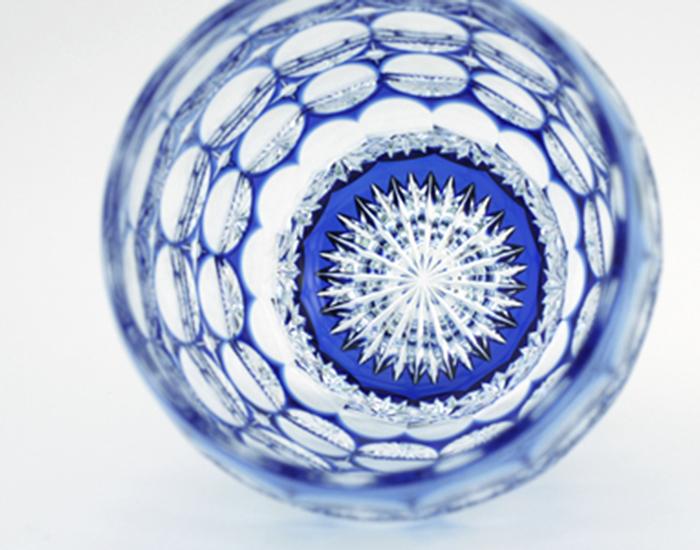 Whiskey Glass, Edo Kiriko "Hydrangea" By Satoshi Nabetani, Master of traditional crafts