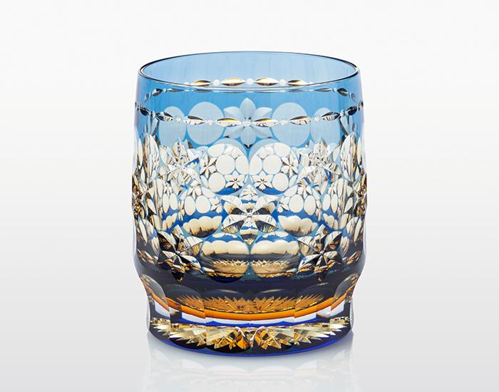 Whiskey Glass, Edo Kiriko Kasaneirome "Tamamai (juggling balls)" by Hideaki Shinozaki, Master of traditional crafts