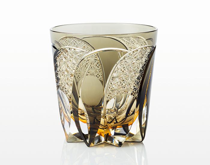Whiskey Glass, Edo Kiriko, Kasaneirome "Gekko (moonbow)" by Satoshi Nabetani, Master of traditional crafts