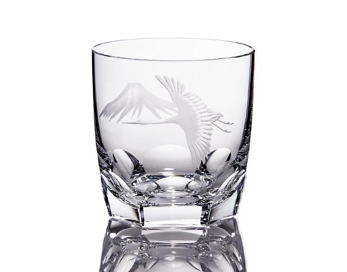 Whiskey Glass "Crane & Mt. Fuji"